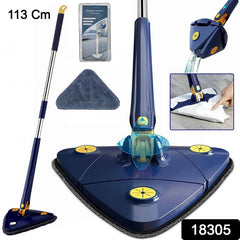 360° Rotatable Mop Triangle Mop with Long Handle (1 Pc / 113 Cm)